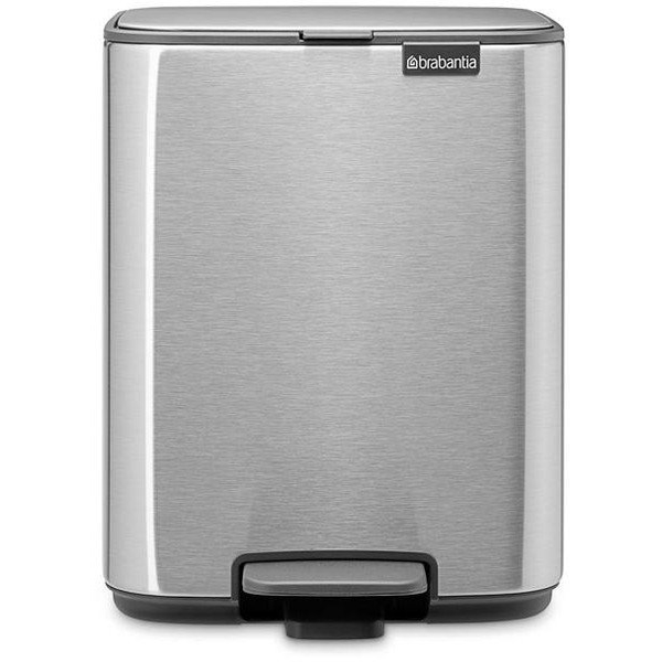 Brabantia Bo Pedal Bin pedálos hulladékgyűjtő szagmentesen záródó Soft-Close fedél, karcsú, négyzetes forma, műanyag tartály, 7L - B méret, acél, selyem matt ujjlenyomatmentes - 237942