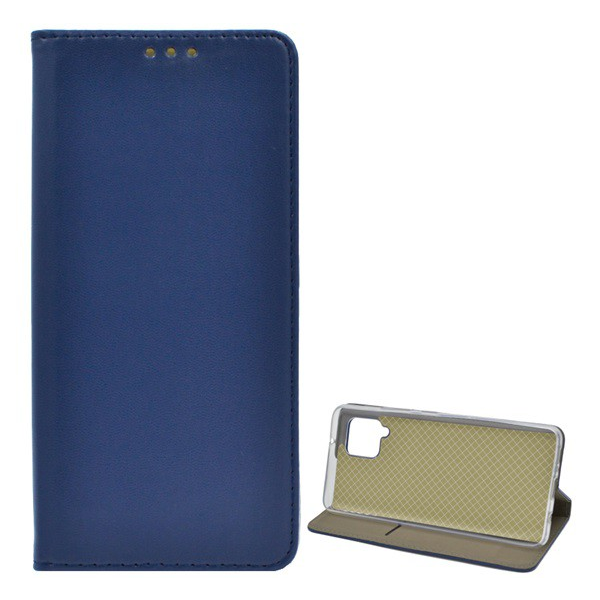 Tok álló, bőr hatású (FLIP, oldalra nyíló, asztali tartó funkció) SÖTÉTKÉK [Samsung Galaxy A42 5G (SM-A425F)] (5996591022390)