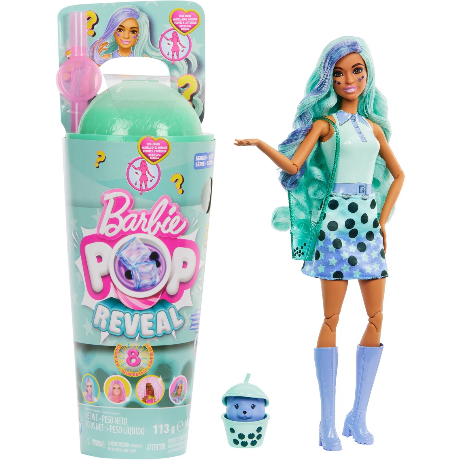Mattel HTJ21 Barbie Pop! Reveal Bubble Tea Széria - Zöld tea Játékfigura (HTJ21)