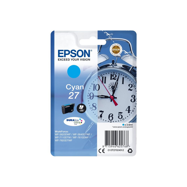 Epson Alarm clock C13T27024012 inkoustová náplň 1 kusů Originální Standardní výtěžnost Azurová