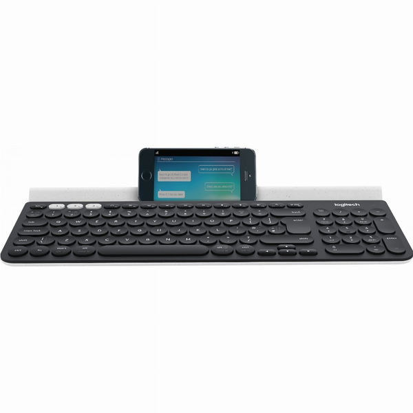 Logitech K780 Multi-Device Wireless Keyboard klávesnice RF bezdrátové + Bluetooth QWERTZ Německý Šedá, Bílá