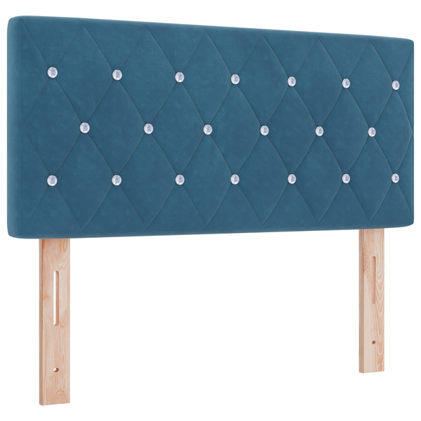 Cap de Pat LED cu Buton de Cristal Tufted Albastru închis 100 cm Catifea