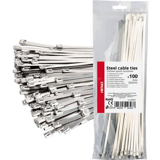 Amio-04323 Rozsdamentes Acél Fém Bilincsek 4,6x300 mm 100 db