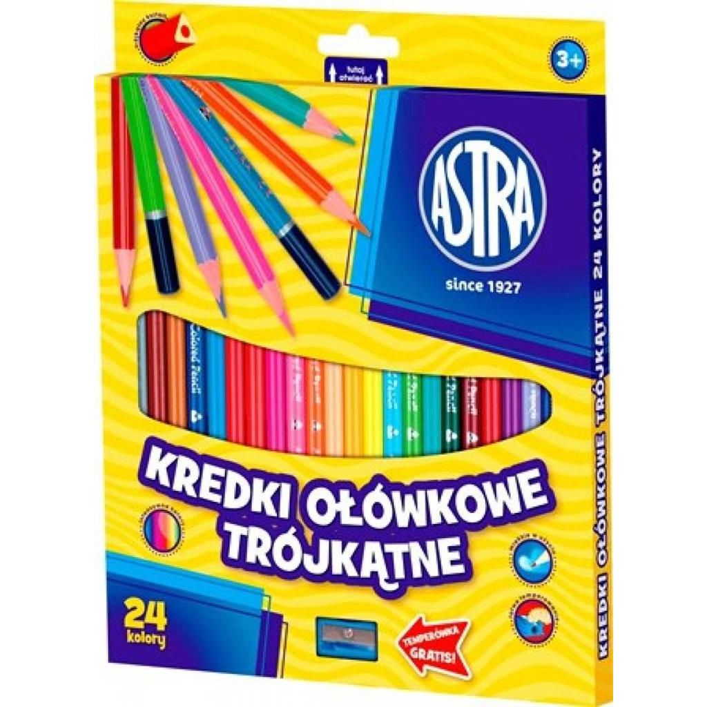 Színes Ceruza ASTRA Háromszög 24 Színű Hegyezővel (WIKR-058993)