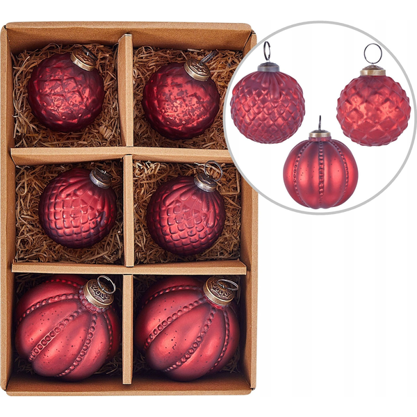 Conjunto De 6 Bolas De Navidad De Cristal Hechas A Mano Adornos Para Colgar Del Árbol De Navidad Rojo Argentin