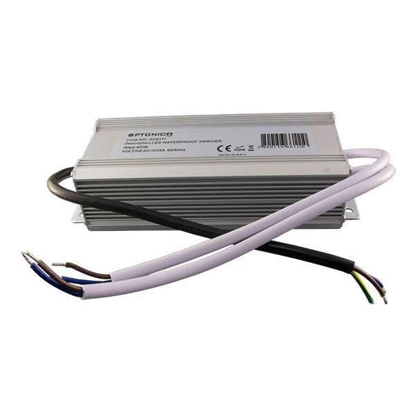 Optonica LED Szalag tápegység 60W 5A 12V vízálló fém ház (AC6111) (AC6111)