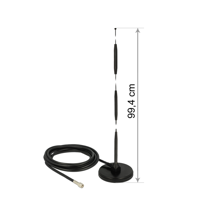 Delock GSM antenna SMA-dugó 7 dBi irányítatlan, rögzített, mágneses talppal és csatlakozókábellel (R (12432)