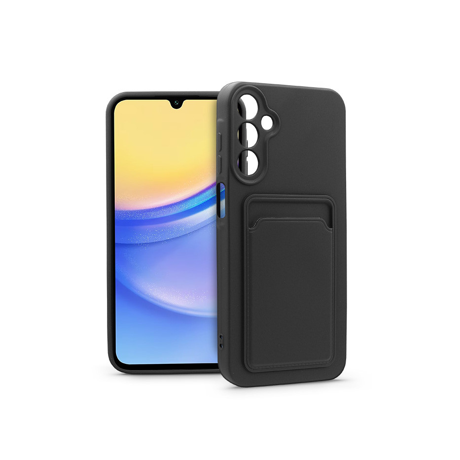 Samsung A155 Galaxy A15 4G/Galaxy A15 5G szilikon hátlap kártyatartóval - Card Case - fekete (HF258848)