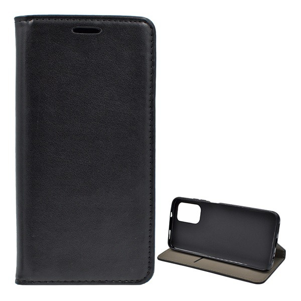 Tok álló, bőr hatású (FLIP, oldalra nyíló, asztali tartó funkció) FEKETE [Xiaomi Redmi Note 10 4G (Note 10s)] (5996591063751)