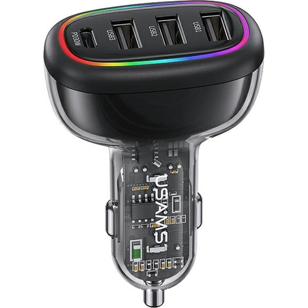 Autós töltő USAMS 1xUSB-C 3xUSB-A C34 48W