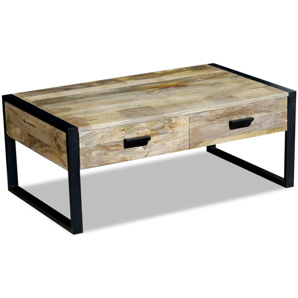 Маса за кафе vidaXL с 2 чекмеджета, твърдо мангово дърво, 100x60x40 cм