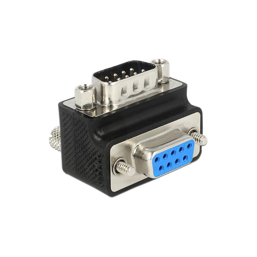 DeLock D-Sub 9 pin male > female 90° angled Nut and Screw changeable Adapter (65593)