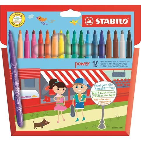 STABILO power filtpen Mellem Flerfarvet 18 stk