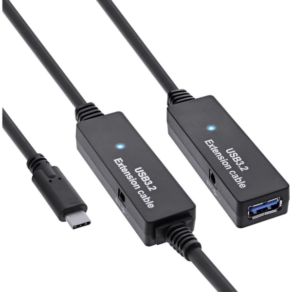 InLine 35655D câble USB USB 3.2 Gen 1 (3.1 Gen 1) 10 m USB C USB A Noir