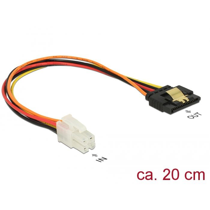 Delock P4 kábel apa -> SATA 15tűs anya 20cm (85519) (d85519)