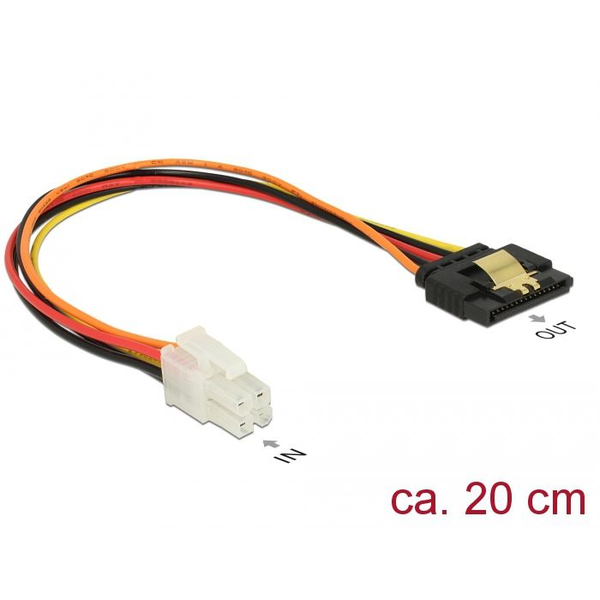 DELOCK Kabel P4 4Pin St > SATA 15Pin Bu 0.20m