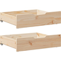 2 db tömör fenyőfa ágy alatti fiók kerekekkel 65 x 55 x 16 cm