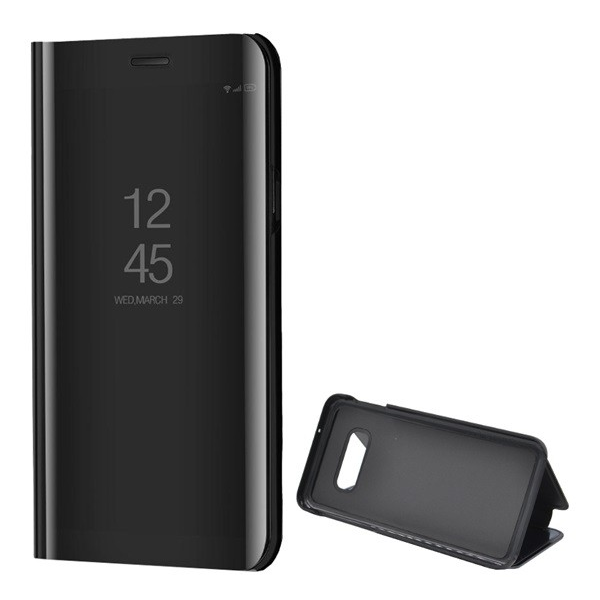 Tok álló (aktív FLIP, oldalra nyíló, asztali tartó funkció, tükrös felület, Mirror View Case) FEKETE [Samsung Galaxy S10e (SM-G970)]