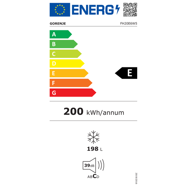 Gorenje FH20E6W5 Kummefryser Fritstående 198 L Hvid