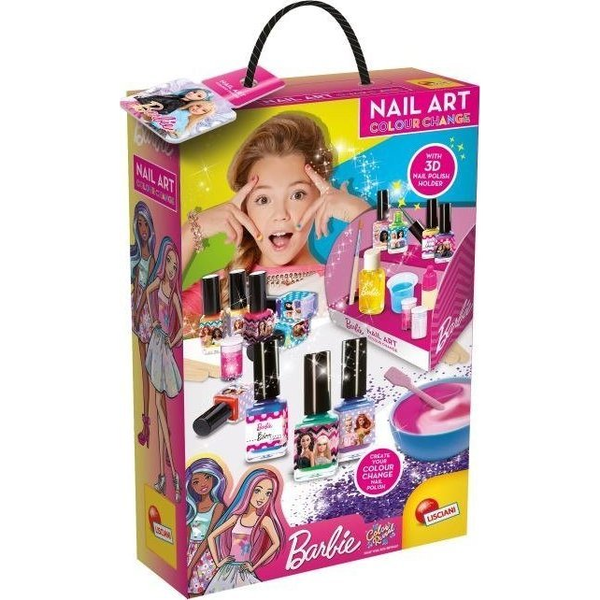 Barbie - Taller De Esmaltes Con Accesorios Para Crear Pintauñas Que Cambian De Color, Juguete +5 Años