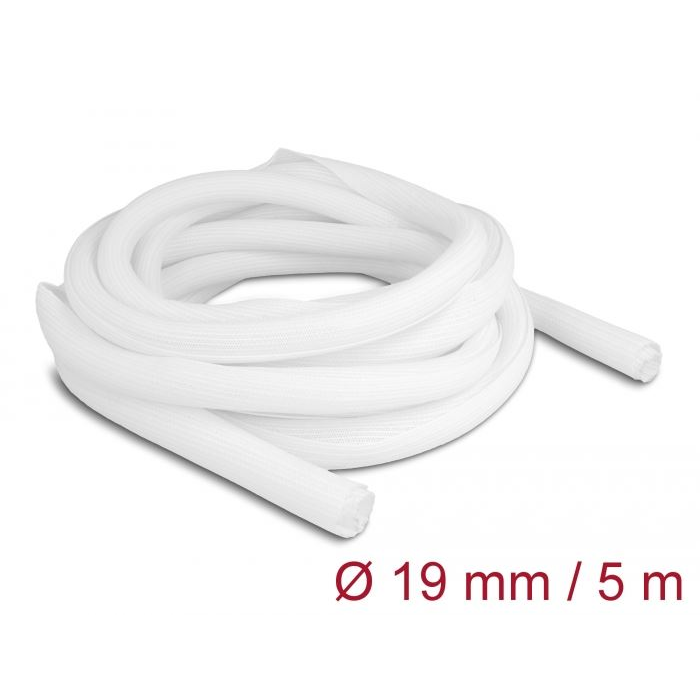 Delock fonott kábelharisnya önzáródó 5m x 19mm fehér (20810) (Delock20810)