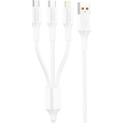 Cable 3in1 USB for USB-C / Micro USB / Lightning Foneng XS01 , 3A, 1,2m (White)