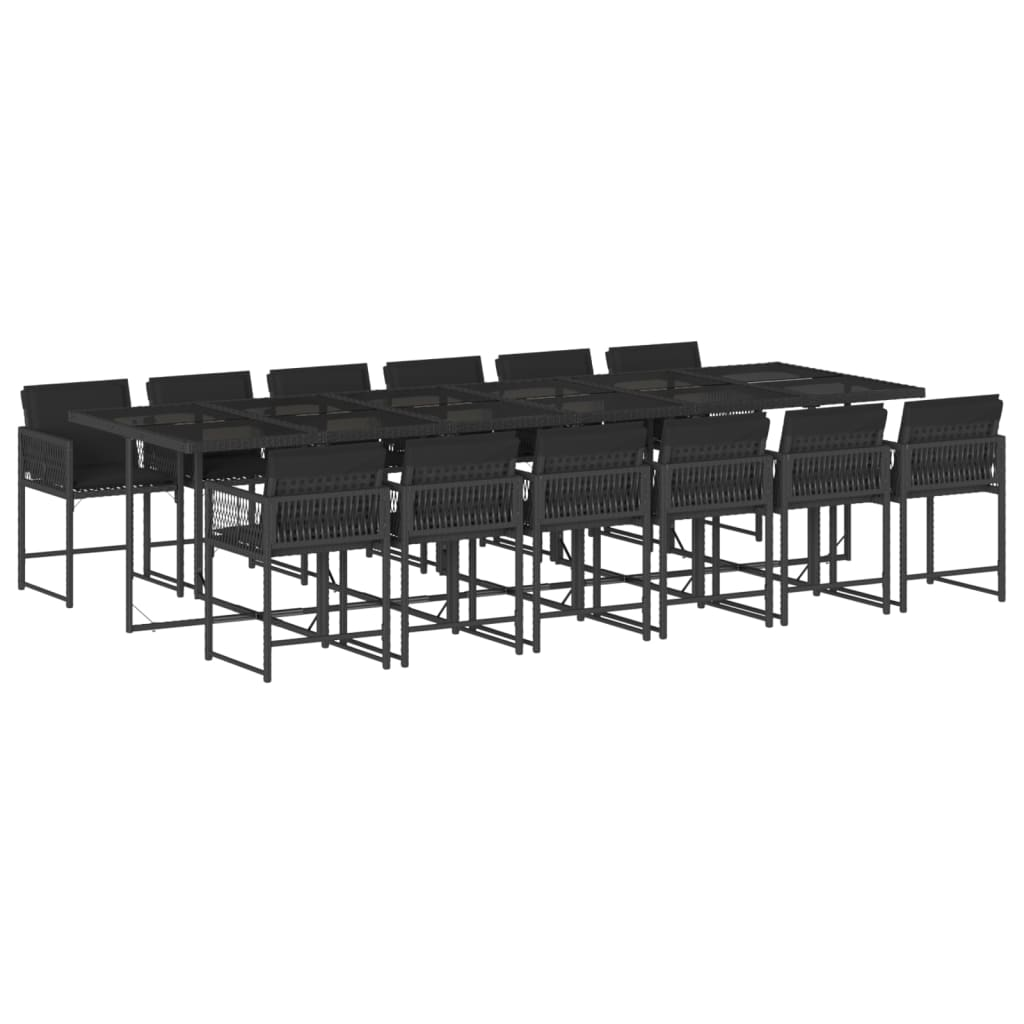 13 részes fekete polyrattan kerti ülőgarnitúra párnákkal (3211483)