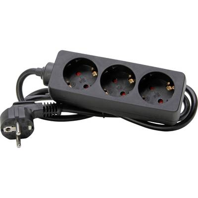 Kopp 128615005 Elosztó kapcsoló nélkül 3 részes Fekete (matt) Védőérintkezős 1 db (128615005)