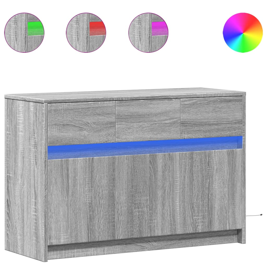 szürke sonoma színű szerelt fa LED-es TV-szekrény 91x34x61 cm (852185)
