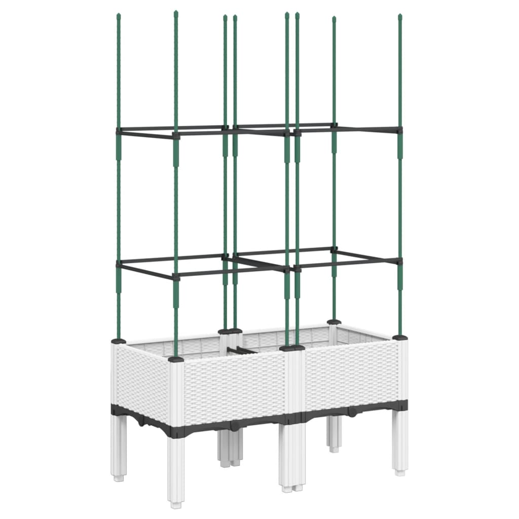 fehér polipropilén rácsos kerti ültetőláda 80 x 40 x 142,5 cm (367954)