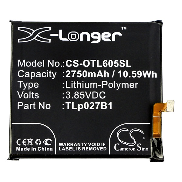 Cameron Sino Akku 2750mAh LI-Polymer (CAC2710006C1/TLp027A1/TLp027B1 kompatibilis) Alcatel Idol 5 (OT-6058D) (CS-OTL605SL)