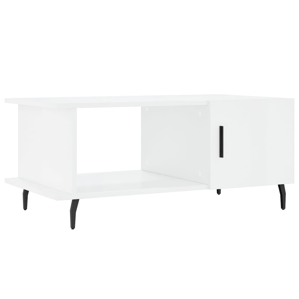 magasfényű fehér szerelt fa dohányzóasztal 90 x 50 x 40 cm (829502)
