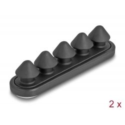 Delock öntapadós kábeltartó 5 bújtatóval, 2db fekete (18444) (delock18444)