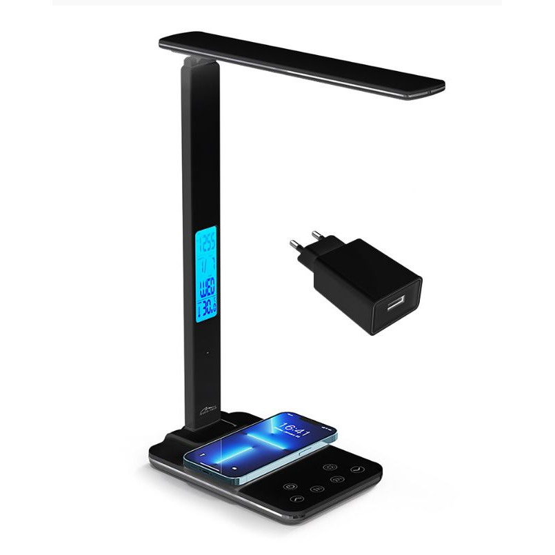 Media-Tech LEDITOU LED asztali lámpa indukciós töltővel fekete (MT222K) (MT222K)