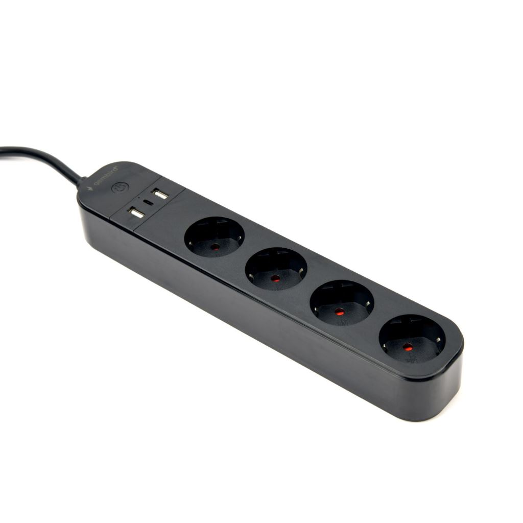 Gembird okos elosztó fekete (TSL-PS-S4U-01) (TSL-PS-S4U-01)