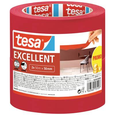 Tesa EXCELLENT (56549-00000-00) Krepp szalag Piros (H x Sz) 50 m x 50 mm 2 db (56549-00000-00)