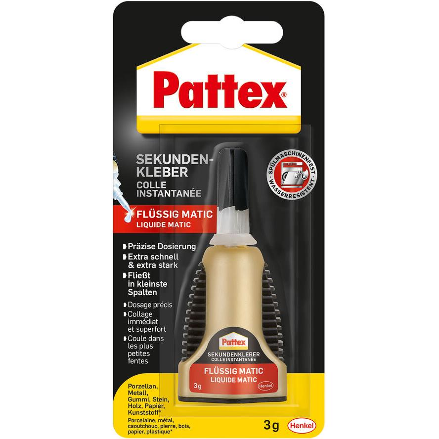 Pattex Sekundenkleber Matic Flüssig, Applikatorflasche, 3g (9H PST2C) (9H PST2C)