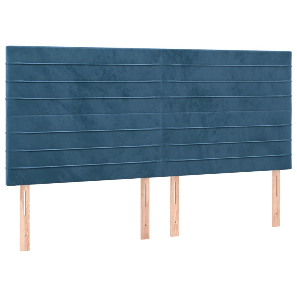 4 db sötétkék bársony fejtámla 100x5x78/88 cm (3116542)
