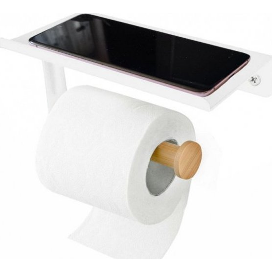 Tadar UCHWYT NA PAPIER TOALETOWY Z PÓŁKĄ TD-4998 BIAŁY