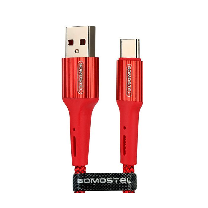 Somostel 025697 USB-A apa - USB-C apa 2.0 Adat és töltőkábel - Piros (1m) (025697)