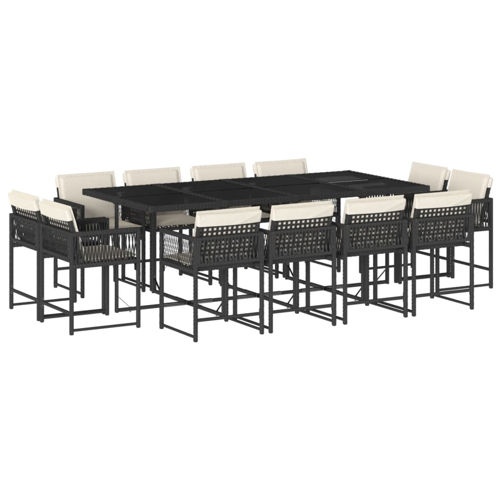 13 részes fekete polyrattan kerti ülőgarnitúra párnákkal (3211578)