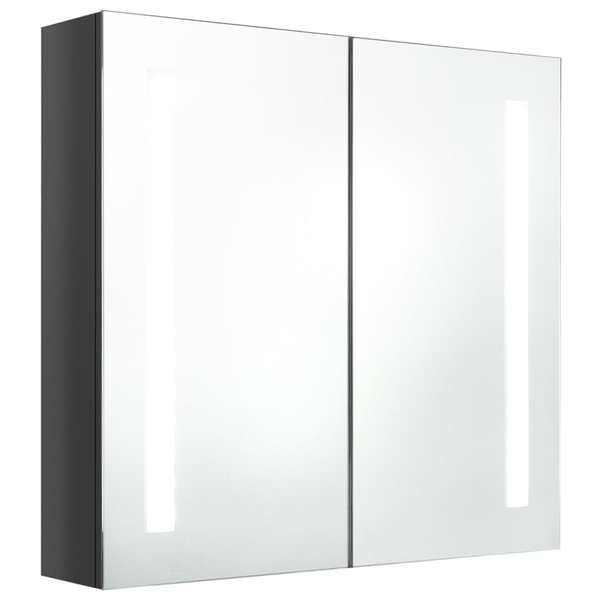 betonszürke LED-es tükrös fürdőszobaszekrény 62 x 14 x 60 cm