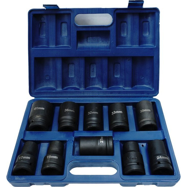 IMPACT SOCKET SET 1" 10pcs. 17-41mm /SILVER