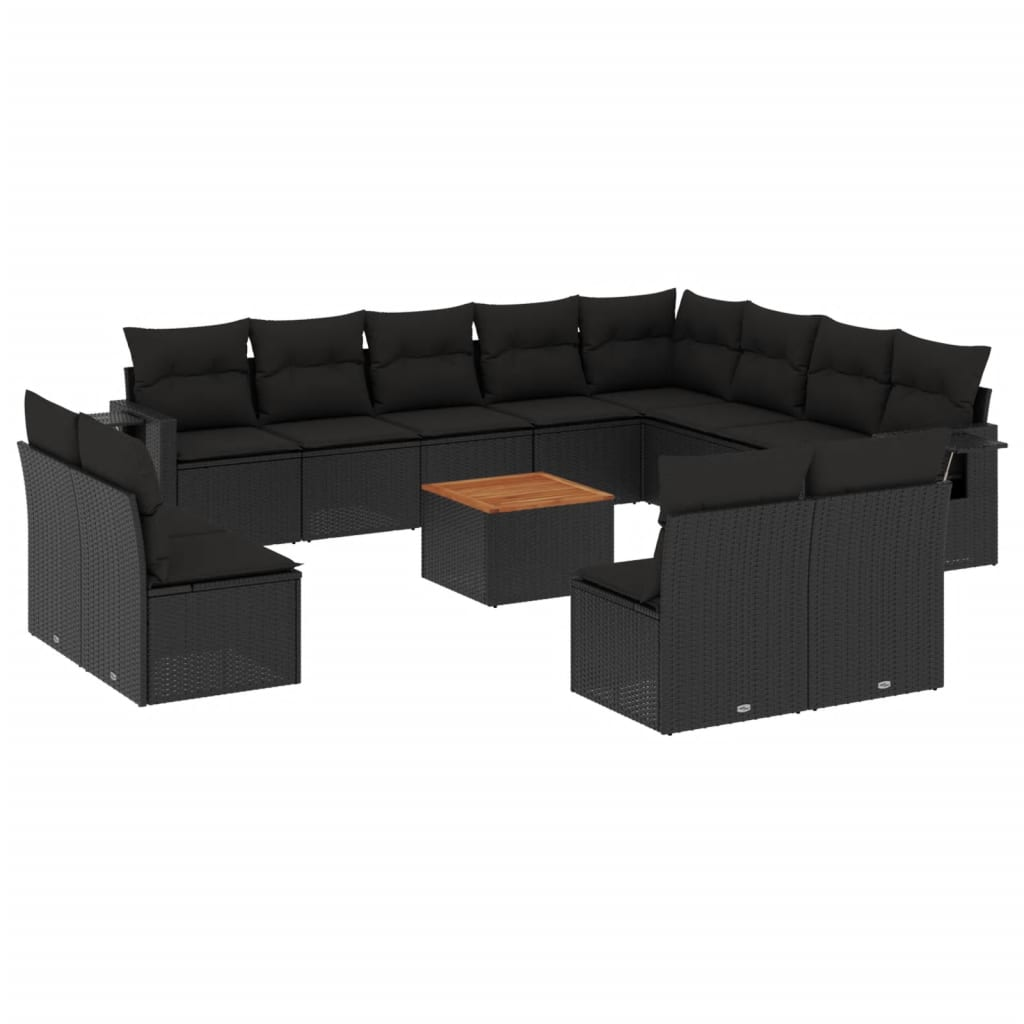 13 részes fekete polyrattan kerti ülőgarnitúra párnákkal (3257140)