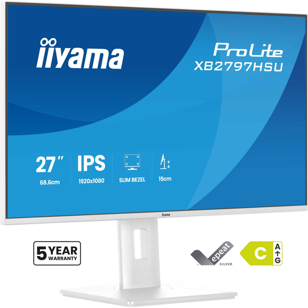 iiyama ProLite XB2797HSU-W1 computerskærm 68,6 cm (27") 1920 x 1080 pixel Fuld HD LED Hvid