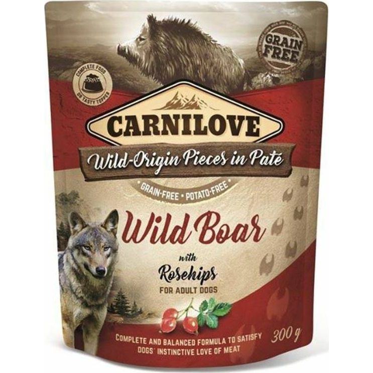Carnilove Dog tasakos Paté Wild Boar with Rosehips - Vaddisznó csipkebogyóval 300g HU (99150)