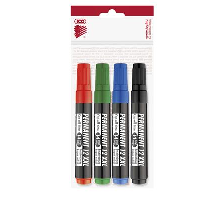 Marker permanentny "Permanent 12 XXL", 4 kolory, 1-4mm, ścięta