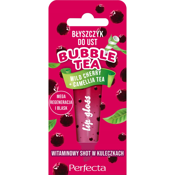  Alkotest PERFECTA_Bubble Tea błyszczyk do ust Wild Cherry + Camellia Tea 10g