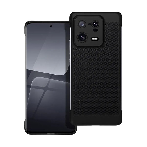 Xiaomi 13 Pro, Műanyag hátlap védőtok, légáteresztő, lyukacsos minta, Breezy, fekete (G142534)