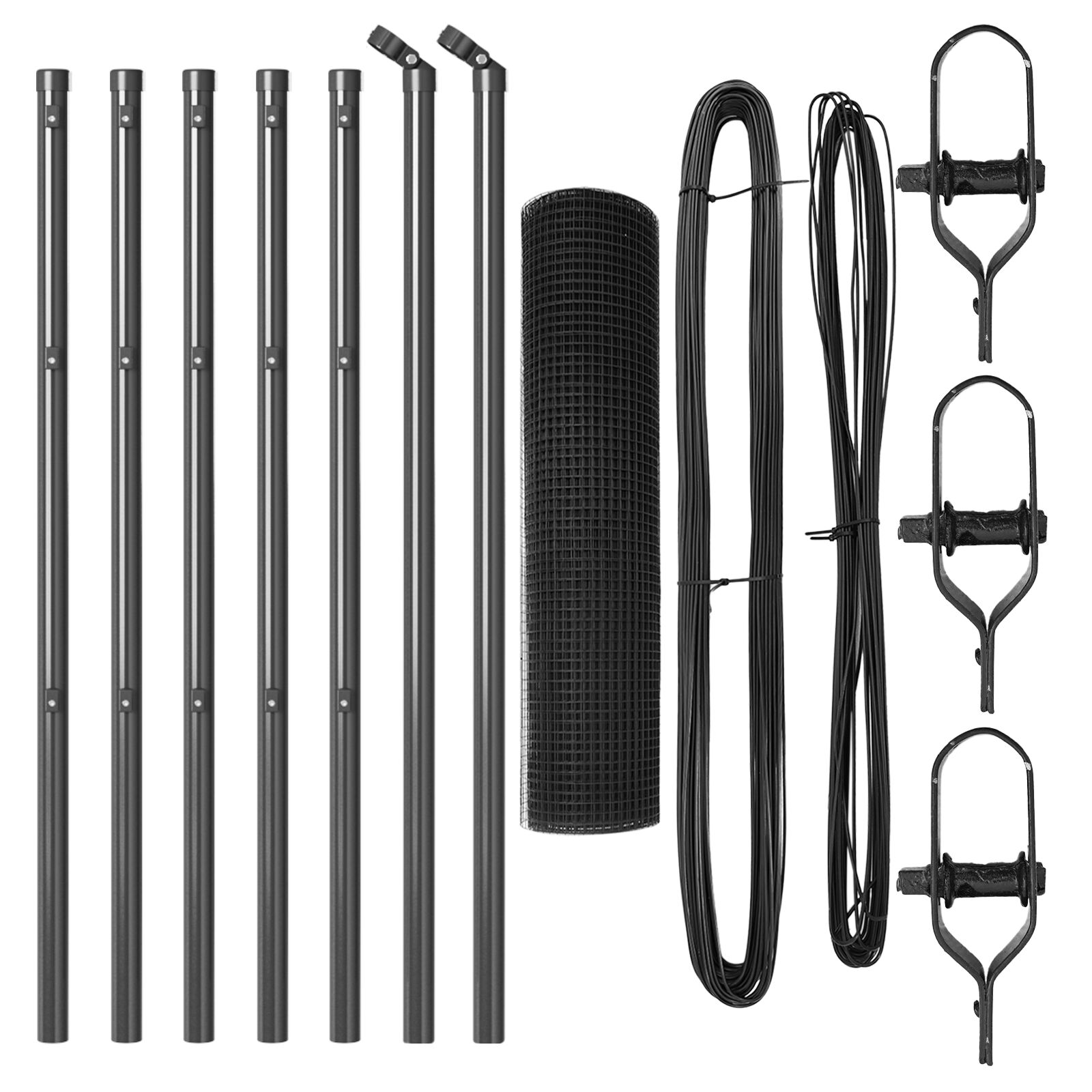 Szürke Acél Kerítésoszlop Készlet 2 darab Szürke Acél 10 x 0.5 m (3351796)